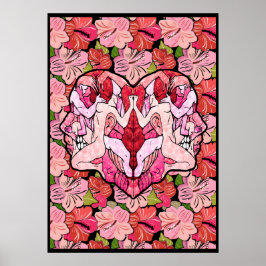 花と情熱のハート ポスター
