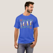 花と愛のレタリング ファミリー Tシャツ (正面フル)