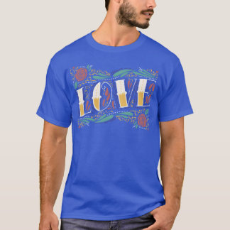 花と愛のレタリング ファミリー Tシャツ