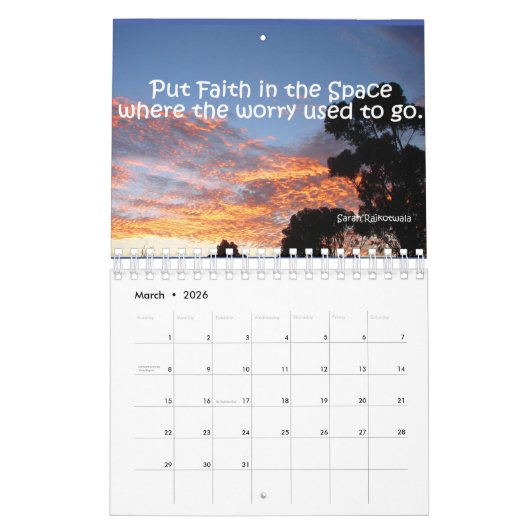 花と感動的引用文カレンダー カレンダー (3月 2026)