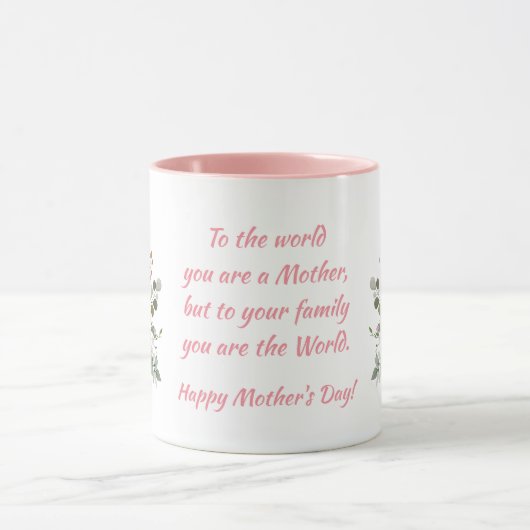花と感謝引用文母の日 マグカップ (中央)