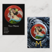 花と戦うグリフィンを持つロマンチックな女性 名刺 (正面/裏面)