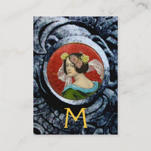 花と戦うグリフィンを持つロマンチックな女性 名刺 (裏面)