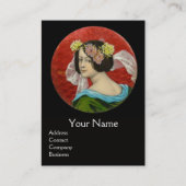 花と戦うグリフィンを持つロマンチックな女性 名刺 (正面)