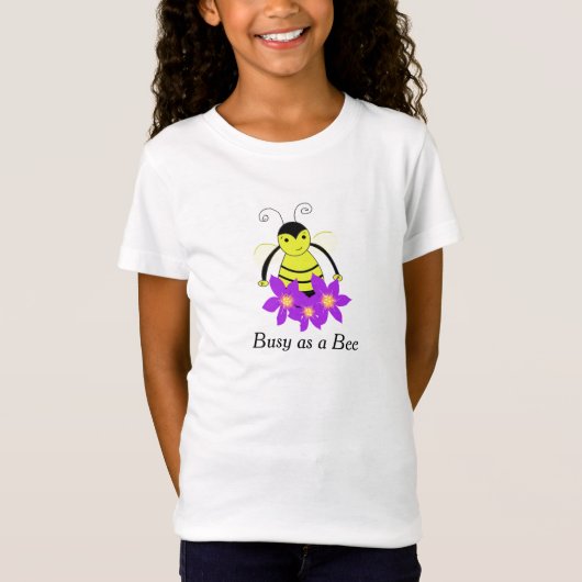 花と戯れる可愛いマルハナバチ Tシャツ (正面)
