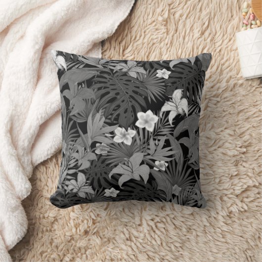 花と手のひら葉のグラデーション クッション (ブランケット)