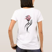 花と手のラインアート Tシャツ (裏面)