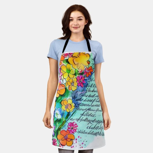 花と手紙 エプロン (着用した状態)
