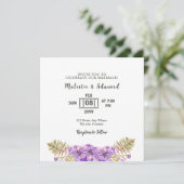 花と招待状のカードデザイン テンプレート (スタンド正面)