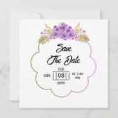 花と招待状のカードデザイン テンプレート (裏面)