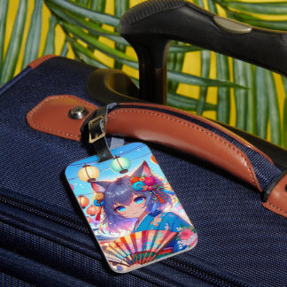 花と提灯：アニメキャットガールフェスティバル ラゲッジタグ