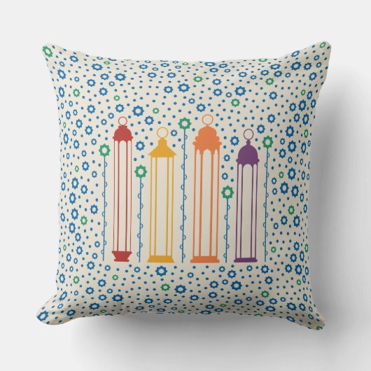 花と提灯 クッション (正面)