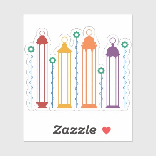 花と提灯 シール (シート)