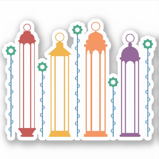 花と提灯 シール (正面)