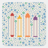 花と提灯 スクエアシール (正面)