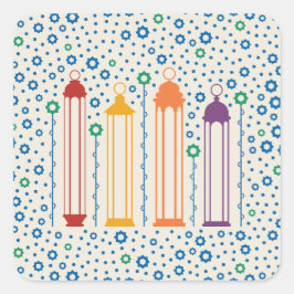 花と提灯 スクエアシール