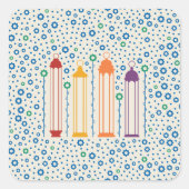 花と提灯 スクエアシール (正面)