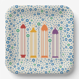 花と提灯 ペーパープレート