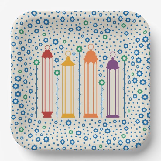 花と提灯 ペーパープレート (正面)