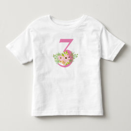 花と数字の3 トドラーTシャツ
