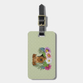 花と文字をカラフル持つエアデールテリア ラゲッジタグ (正面縦)