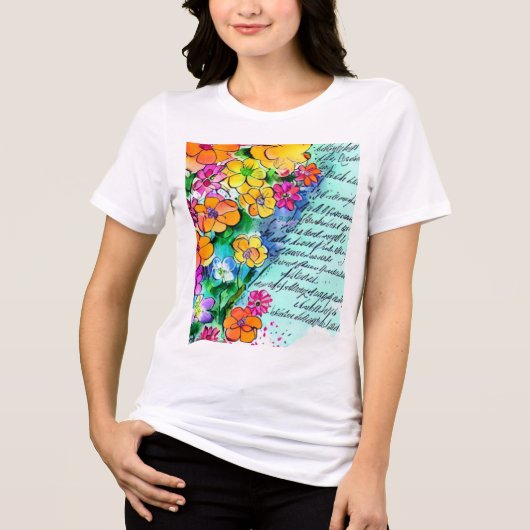 花と文字 トライブレンドTシャツ (正面)