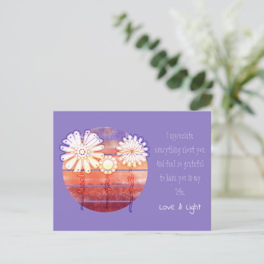 花と日没のメッセージをありがとう ポストカード (スタンド正面)