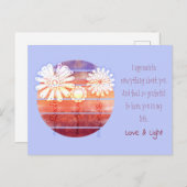 花と日没はがき付き有難うメッセージ ポストカード (正面/裏面)