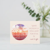 花と日没はがき付き有難うメッセージ ポストカード (スタンド正面)