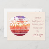 花と日没はがき付き有難うメッセージ ポストカード (正面/裏面)