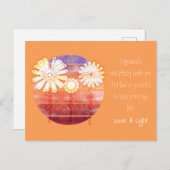 花と日没はがき付き有難うメッセージ ポストカード (正面/裏面)