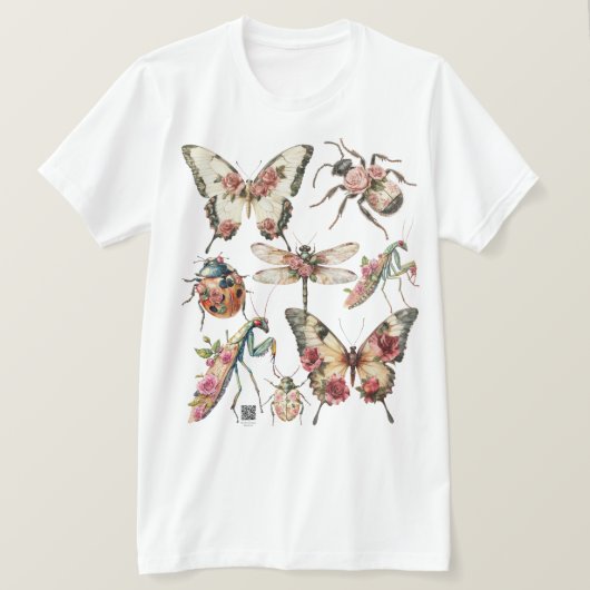 花と昆虫 Tシャツ (デザイン正面)