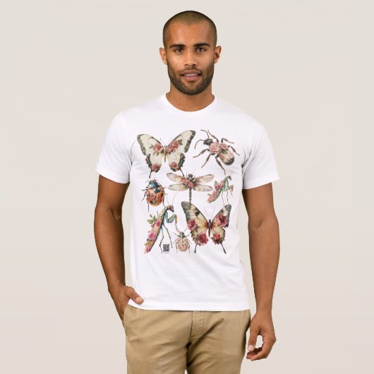 花と昆虫 Tシャツ (正面フル)