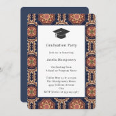 花と星のシェイプ装飾卒業 招待状 (正面/裏面)