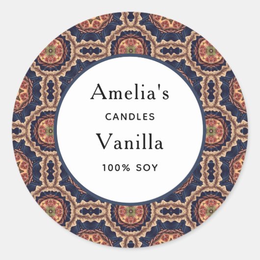 花と星の形状パターン – キャンドルビジネス ラウンドシール (正面)