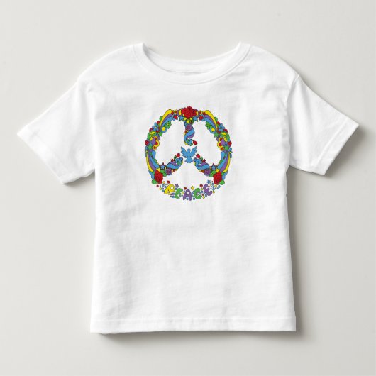 花と星の美しい平和の象徴ポップ・アートのスタイル トドラーTシャツ (正面)