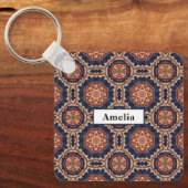 花と星型のパターン キーホルダー (正面)