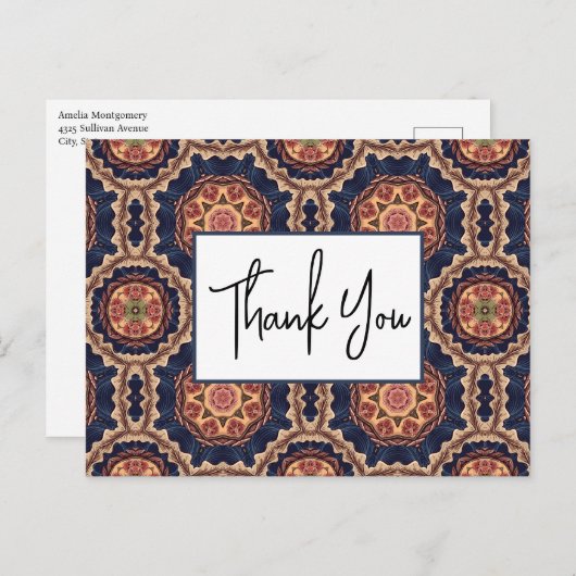 花と星形装飾デザインありがとう ポストカード (正面/裏面)