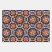 花と星形装飾デザイン模様 ラッピングペーパーシート (正面)