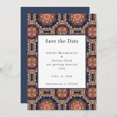 花と星形装飾デザイン結婚ズ セーブザデート (正面/裏面)