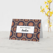 花と星形装飾デザイン誕生日 カード (黄色い花)