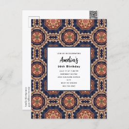 花と星形装飾デザイン誕生日 ポストカード