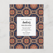 花と星形装飾デザイン誕生日 ポストカード (正面)