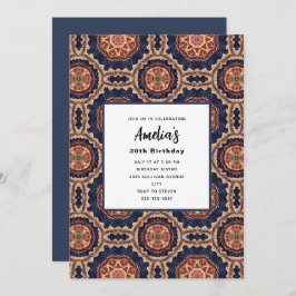 花と星形装飾デザイン誕生日 招待状