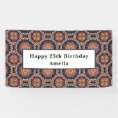 花と星形装飾デザイン誕生日 横断幕 (横)