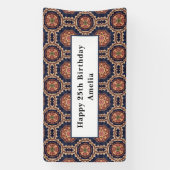 花と星形装飾デザイン誕生日 横断幕 (縦)