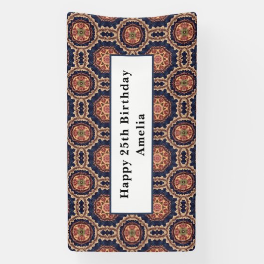 花と星形装飾デザイン誕生日 横断幕 (縦)