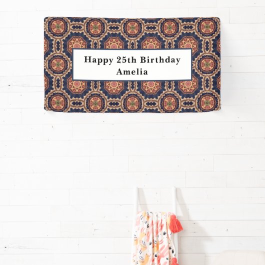 花と星形装飾デザイン誕生日 横断幕 (インサイチュ)