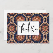 花と星形装飾デザイン サンキューカード (正面/裏面)