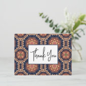花と星形装飾デザイン サンキューカード (スタンド正面)